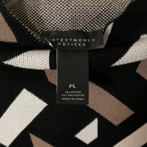 Investments Petite Black, Tan & White knit sweater, Size PL - Picture 4 of 4